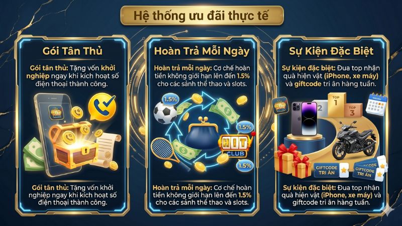 Hệ thống ưu đãi thực tế tại cổng game Hitclub