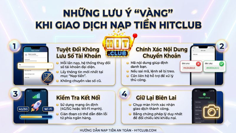 Những Lưu Ý "Vàng" Khi Giao Dịch Nạp Tiền Hitclub